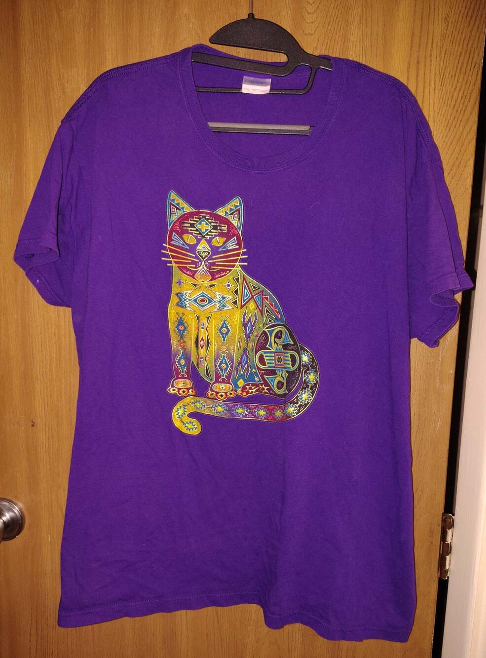 VTG Grandmacore T Shirt Purple Cat Abstract Puff Print Short Sleeve 2x